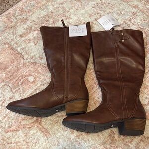 Brown Leather Women's Boots (Wide Calf)